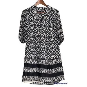 Banana Republic Ikat Silky Dress Womens Blue White